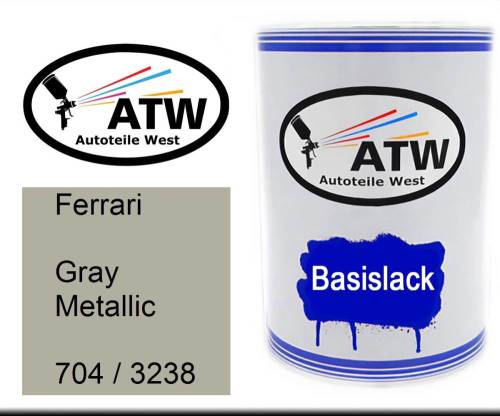 Ferrari, Gray Metallic, 704 / 3238: 500ml Lackdose, von ATW Autoteile West.